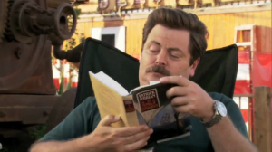 Parks and Recreation Ron Swanson reading a book
